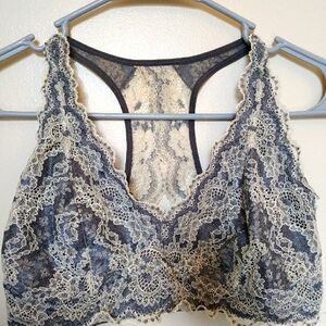 Felina Gray and Cream Lace Bralette